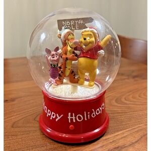 Disney Winnie the Pooh Musical Snow Air Globe Happy Holidays Gemmy Christmas